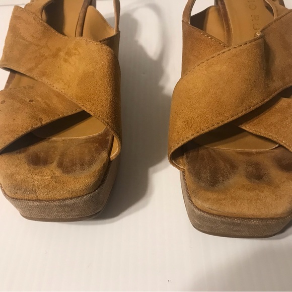 Fabio Rusconi cork platform high heel wedge suede sandal women size 7.5 (38) - Picture 8 of 12